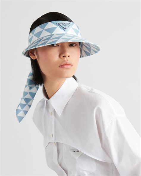 Sky Blue/white Printed Silk Twill Visor 